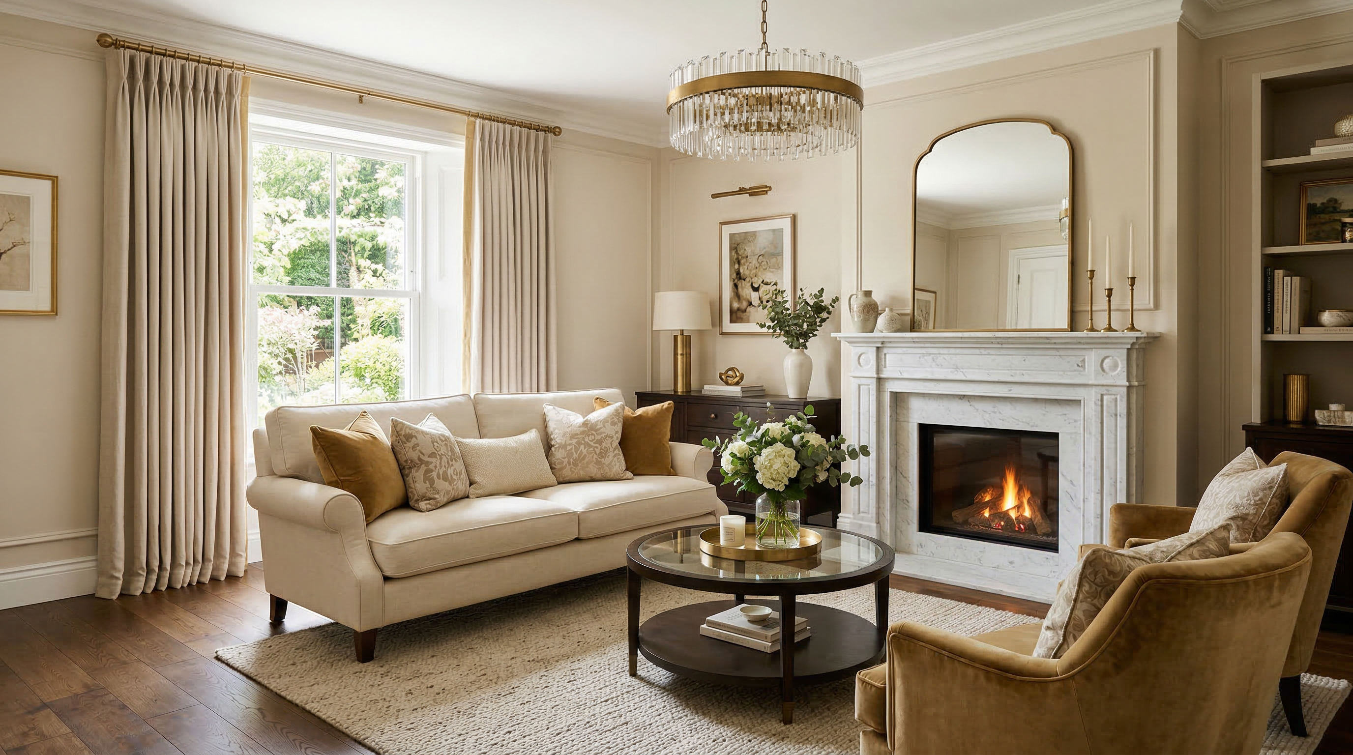 Warm Transitional living room